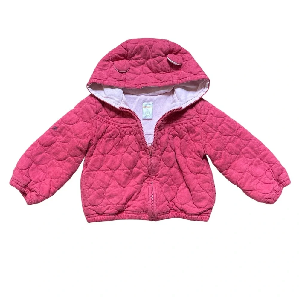 Gymboree Quilted Heart Hoodie Kids‎ Pink Good Hooded Ears Jacket SIZE 3T